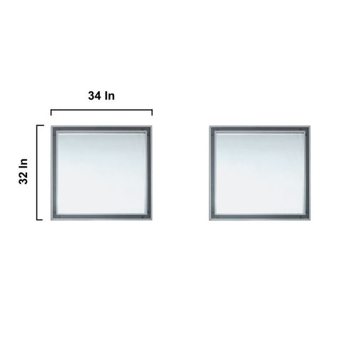 Image of Ziva 84" Dark Grey Double Vanity, Cultured Marble Top, White Square Sink and 34" Mirrors | LZV352284SBJSM34