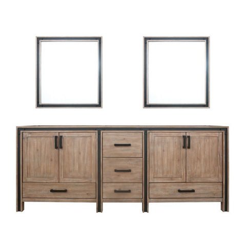 Image of Ziva 84" Rustic Barnwood Double Vanity, no Top and 34" Mirrors | LZV352284SN00M34