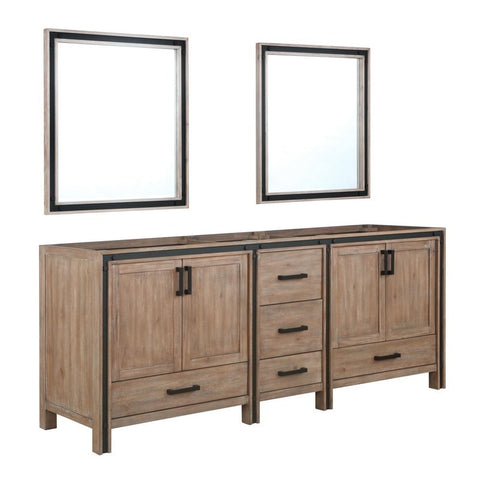 Image of Ziva 84" Rustic Barnwood Double Vanity, no Top and 34" Mirrors | LZV352284SN00M34