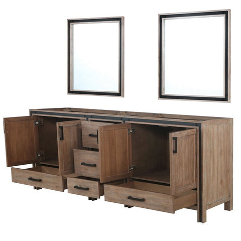 Image of Ziva 84" Rustic Barnwood Double Vanity, no Top and 34" Mirrors | LZV352284SN00M34