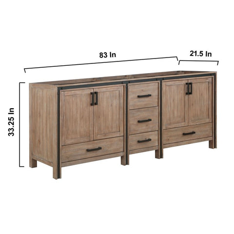 Image of Ziva 84" Rustic Barnwood Double Vanity, no Top and 34" Mirrors | LZV352284SN00M34