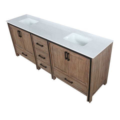 Image of Ziva 84" Rustic Barnwood Double Vanity, Cultured Marble Top, White Square Sink and no Mirror | LZV352284SNJS000