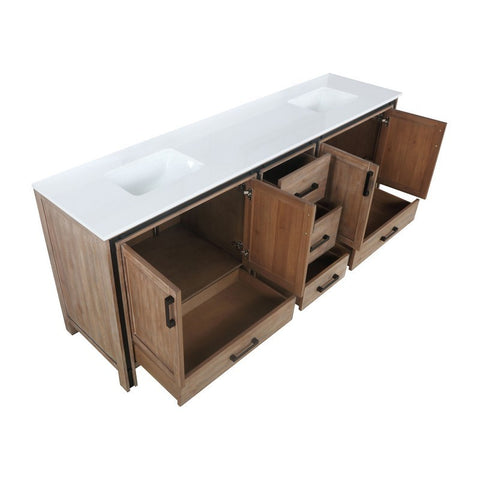 Image of Ziva 84" Rustic Barnwood Double Vanity, Cultured Marble Top, White Square Sink and no Mirror | LZV352284SNJS000