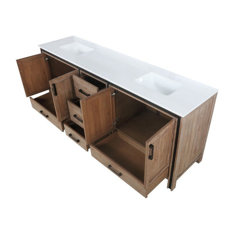 Image of Ziva 84" Rustic Barnwood Double Vanity, Cultured Marble Top, White Square Sink and no Mirror | LZV352284SNJS000