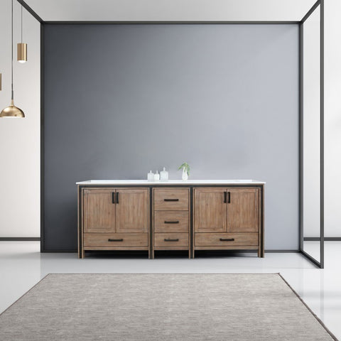 Image of Ziva 84" Rustic Barnwood Double Vanity, Cultured Marble Top, White Square Sink and no Mirror | LZV352284SNJS000