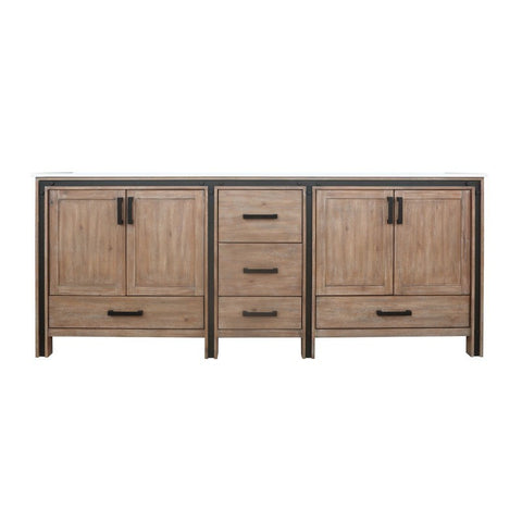 Image of Ziva 84" Rustic Barnwood Double Vanity, Cultured Marble Top, White Square Sink and no Mirror | LZV352284SNJS000