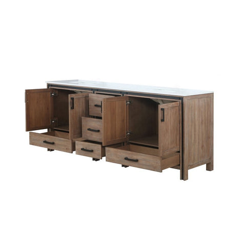 Image of Ziva 84" Rustic Barnwood Double Vanity, Cultured Marble Top, White Square Sink and no Mirror | LZV352284SNJS000