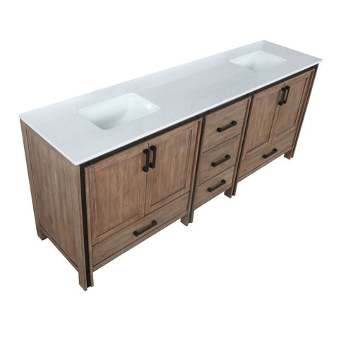 Image of Ziva 84" Rustic Barnwood Double Vanity, Cultured Marble Top, White Square Sink and no Mirror | LZV352284SNJS000