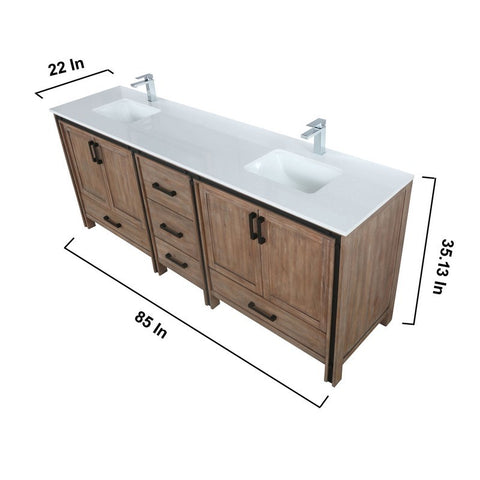 Image of Ziva 84" Rustic Barnwood Double Vanity Set, Cultured Marble Top | LZV352284SNJSM34F