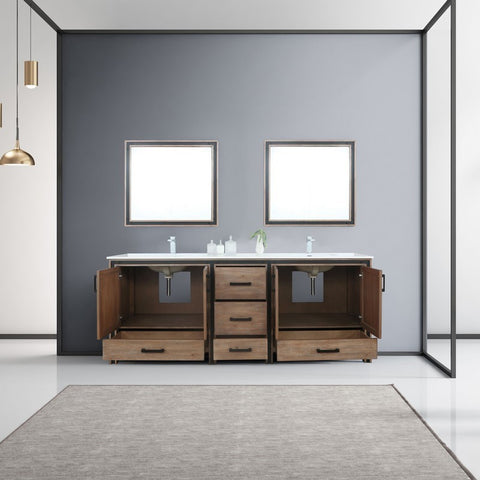 Image of Ziva 84" Rustic Barnwood Double Vanity Set, Cultured Marble Top | LZV352284SNJSM34F