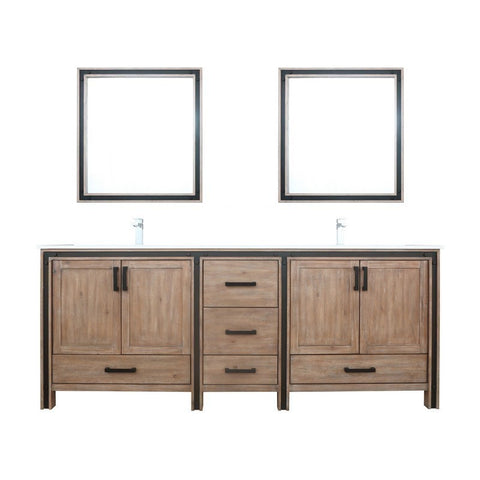Image of Ziva 84" Rustic Barnwood Double Vanity Set, Cultured Marble Top | LZV352284SNJSM34F