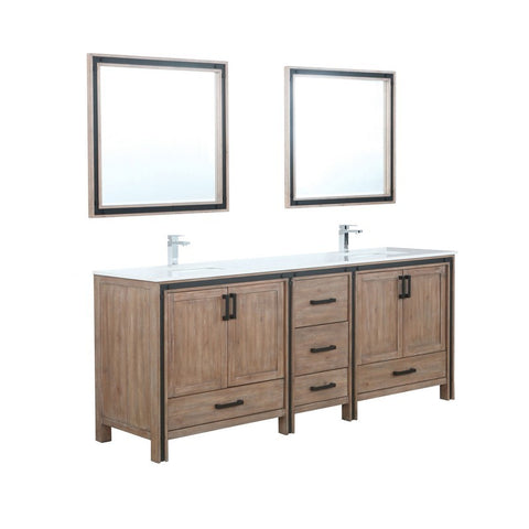 Image of Ziva 84" Rustic Barnwood Double Vanity Set, Cultured Marble Top | LZV352284SNJSM34F