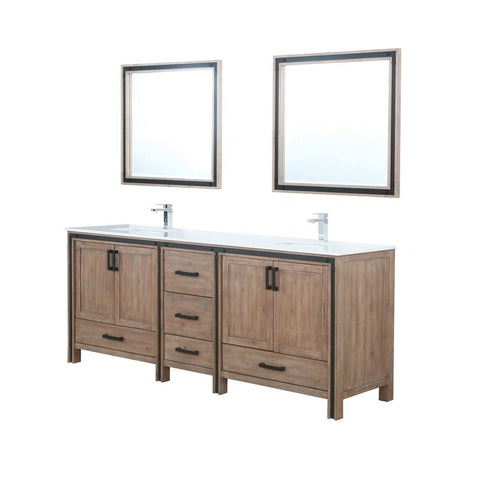 Image of Ziva 84" Rustic Barnwood Double Vanity Set, Cultured Marble Top | LZV352284SNJSM34F