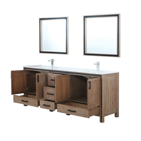 Image of Ziva 84" Rustic Barnwood Double Vanity Set, Cultured Marble Top | LZV352284SNJSM34F