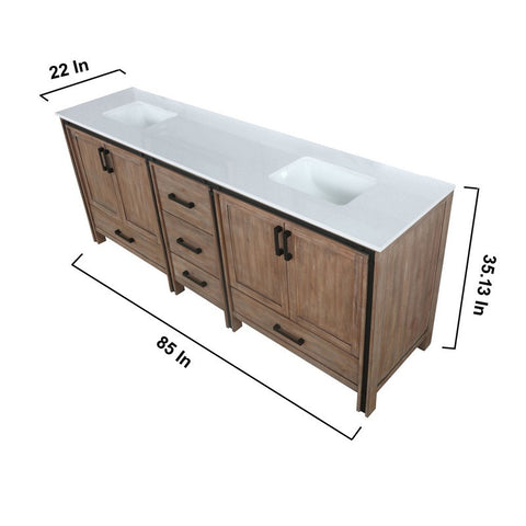 Image of Ziva 84" Rustic Barnwood Double Vanity, Cultured Marble Top, White Square Sink and 34" Mirrors | LZV352284SNJSM34
