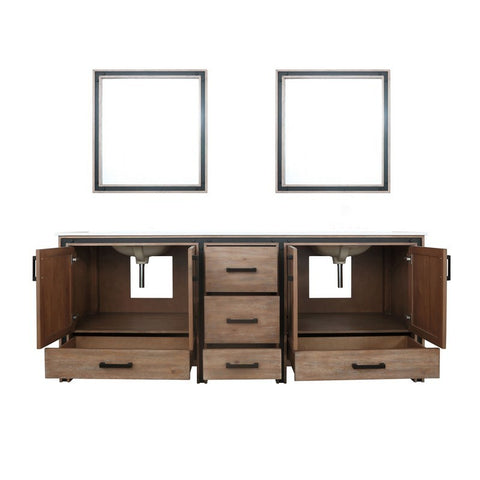 Image of Ziva 84" Rustic Barnwood Double Vanity, Cultured Marble Top, White Square Sink and 34" Mirrors | LZV352284SNJSM34