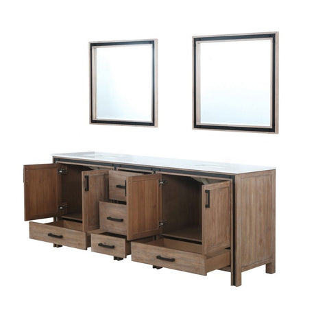 Image of Ziva 84" Rustic Barnwood Double Vanity, Cultured Marble Top, White Square Sink and 34" Mirrors | LZV352284SNJSM34