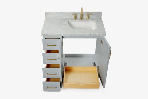 Image of Ariel Cambridge 37" Grey Modern Single Sink Bathroom Vanity A037SRCWRVOGRY