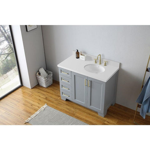 Image of Ariel Taylor 43" Grey Modern Oval Sink Bathroom Vanity Q43SRB-WQO-GRY
