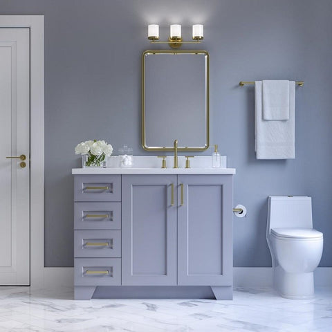 Image of Ariel Taylor 43" Grey Modern Oval Sink Bathroom Vanity Q43SRB-WQO-GRY