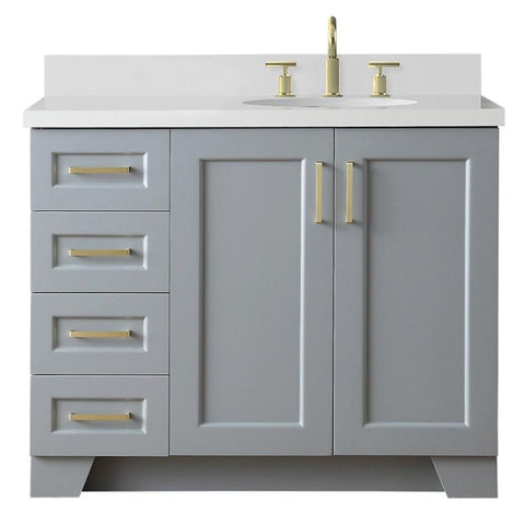 Image of Ariel Taylor 43" Grey Modern Oval Sink Bathroom Vanity Q43SRB-WQO-GRY