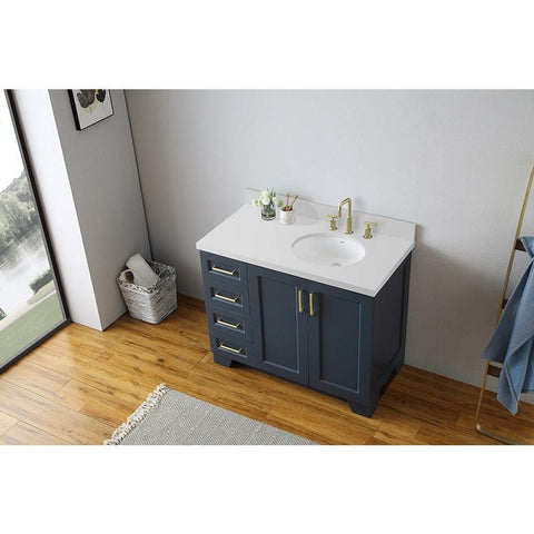Image of Ariel Taylor 43" Midnight Blue Modern Oval Sink Bathroom Vanity Q43SRB-WQO-MNB