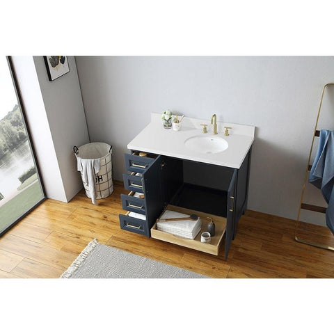 Image of Ariel Taylor 43" Midnight Blue Modern Oval Sink Bathroom Vanity Q43SRB-WQO-MNB