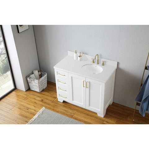 Image of Ariel Taylor 43" White Modern Oval Sink Bathroom Vanity Q43SRB-WQO-WHT