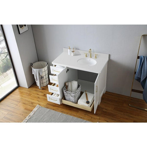 Image of Ariel Taylor 43" White Modern Oval Sink Bathroom Vanity Q43SRB-WQO-WHT