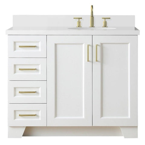 Image of Ariel Taylor 43" White Modern Oval Sink Bathroom Vanity Q43SRB-WQO-WHT