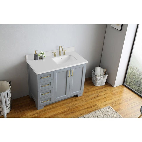 Image of Ariel Taylor 43" Grey Modern Right offset Rectangle Sink Bathroom Vanity