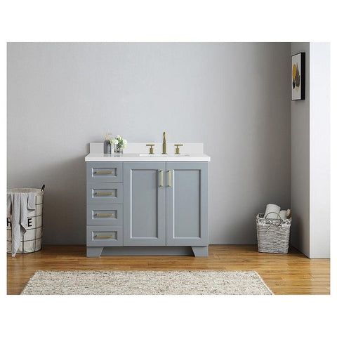 Image of Ariel Taylor 43" Grey Modern Right offset Rectangle Sink Bathroom Vanity