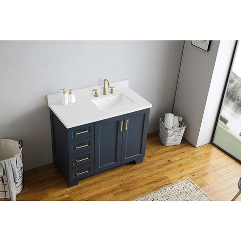 Image of Ariel Taylor 43" Midnight Blue Modern Rectangle Sink Bathroom Vanity Q43SRB-WQR-MNB