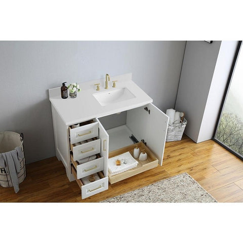 Image of Ariel Taylor 43" White Modern Rectangle Sink Bathroom Vanity Q43SRB-WQR-WHT
