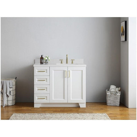 Image of Ariel Taylor 43" White Modern Rectangle Sink Bathroom Vanity Q43SRB-WQR-WHT