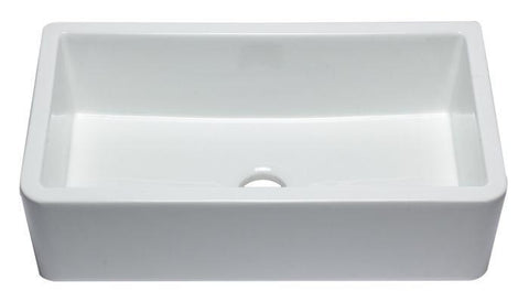 Image of Alfi Brand AB3318SB 33" Smooth Solid Thick Wall Fireclay Single Bowl Farm Sink AB3318SB-W