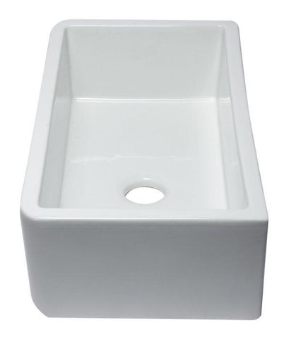 Image of Alfi Brand AB3318SB 33" Smooth Solid Thick Wall Fireclay Single Bowl Farm Sink AB3318SB-W