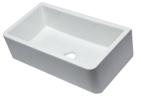 Image of Alfi Brand AB3318SB 33" Smooth Solid Thick Wall Fireclay Single Bowl Farm Sink AB3318SB-W