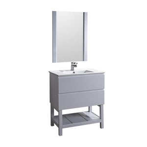 Alya Bath Biscayne 30" Single Bathroom Vanity with 24" Mirrors BC-3501-30-LG-M24
