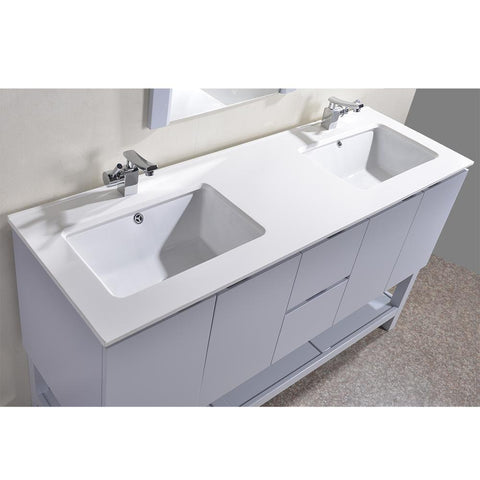 Image of Alya Bath Biscayne 60" Double Bathroom Vanity with 24" Mirrors BC-3501-60-LG-2M24