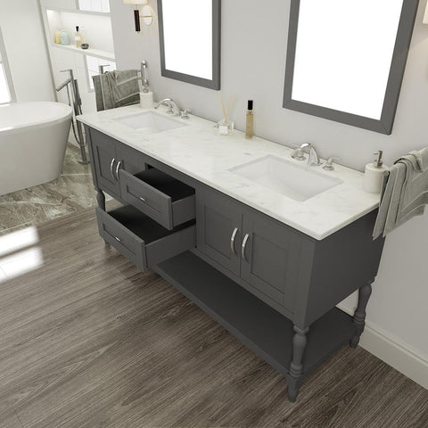 Image of Alya Bath Hampton 72" Double Contemporary Bathroom Vanity with Countertop LA-209-72-W-NT-DBL-BMT-NM