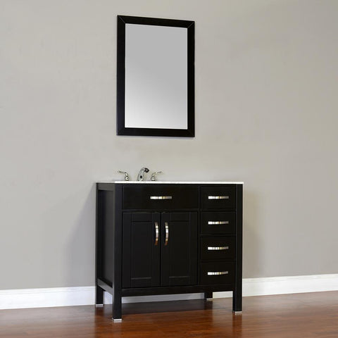 Image of Alya Bath Hudson 36" Single Contemporary Bathroom Vanity with Countertop FW-8016-36-B-NT-BMT-NM