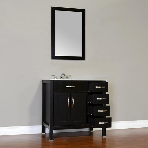 Image of Alya Bath Hudson 36" Single Contemporary Bathroom Vanity with Countertop FW-8016-36-B-NT-BMT-NM