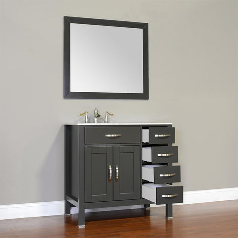 Image of Alya Bath Hudson 36" Single Contemporary Bathroom Vanity with Countertop FW-8016-36-B-NT-BMT-NM