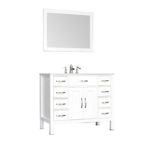 Image of Alya Bath Hudson 42" Single Contemporary Bathroom Vanity with Countertop FW-8016-42-W-NT-WMT-NM