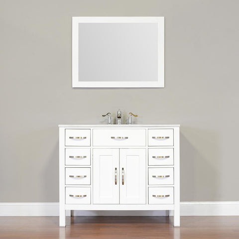 Image of Alya Bath Hudson 42" Single Contemporary Bathroom Vanity with Countertop FW-8016-42-W-NT-WMT-NM
