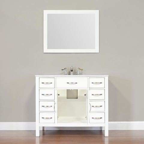 Image of Alya Bath Hudson 42" Single Contemporary Bathroom Vanity with Countertop FW-8016-42-W-NT-WMT-NM
