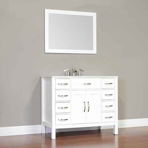 Image of Alya Bath Hudson 42" Single Contemporary Bathroom Vanity with Countertop FW-8016-42-W-NT-WMT-NM