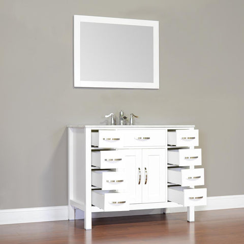 Image of Alya Bath Hudson 42" Single Contemporary Bathroom Vanity with Countertop FW-8016-42-W-NT-WMT-NM