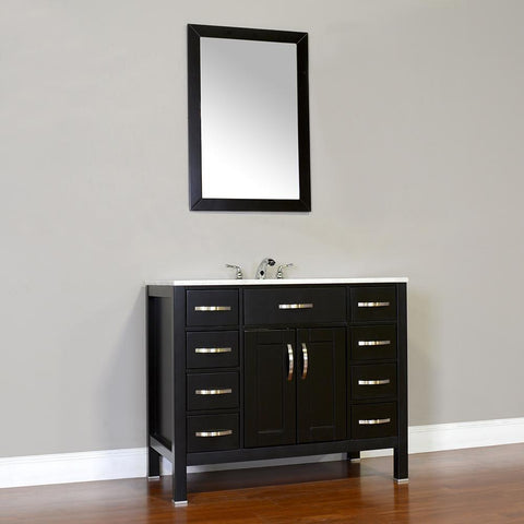 Image of Alya Bath Hudson 42" Single Contemporary Bathroom Vanity with Countertop FW-8016-42-W-NT-WMT-NM